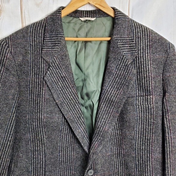 Vintage 90's Dark Academia Gray Sports Jacket Double Button Blazer Size 44R - Picture 3 of 10